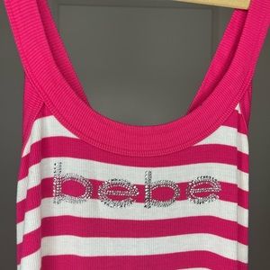 Bebe logo striped tank top, size L